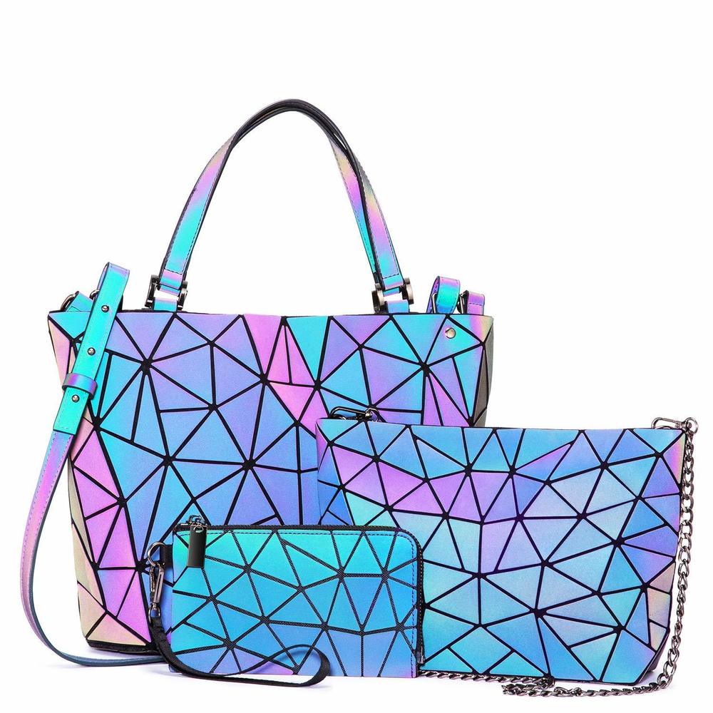 Geometric Luminous Purses And Handbags Holographic Reflective ^_^